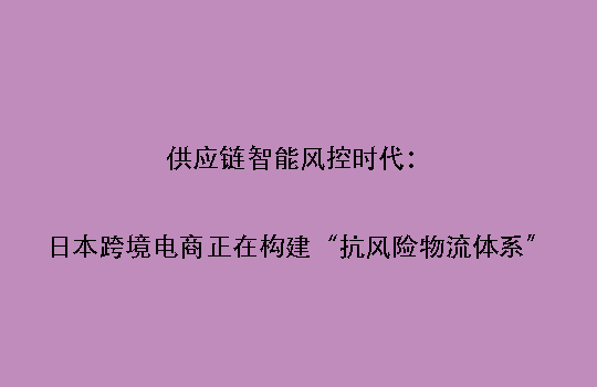 供应链智能风控时代:日本跨境电商正在构建“抗风险物流体系”