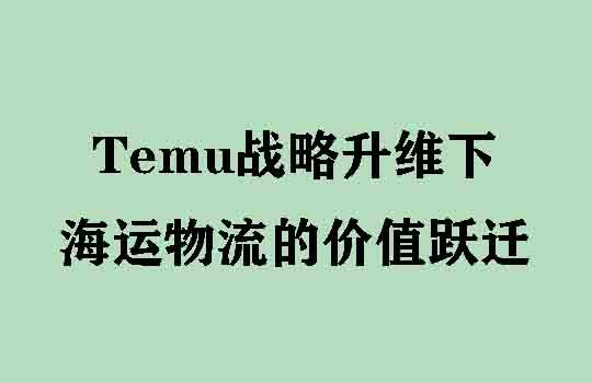 成为“产业杠杆”：Temu战略升维下，海运物流的价值跃迁