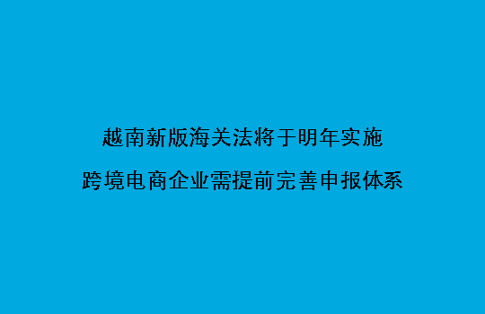 越南新版海关法将于明年实施，跨境电商企业需提前完善申报体系