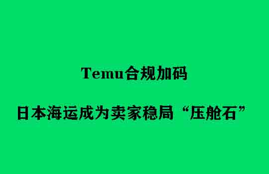 Temu合规加码,日本海运成为卖家稳局“压舱石”