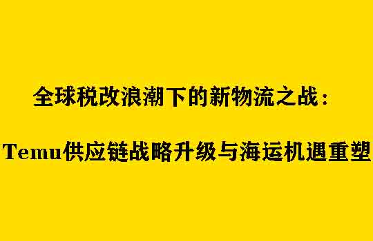 全球税改浪潮下的新物流之战:Temu供应链战略升级与海运机遇重塑