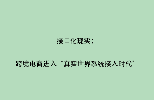 接口化现实：跨境电商进入“真实世界系统接入时代”